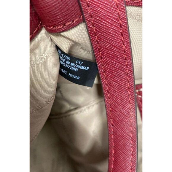 Michael Kors Savannah Large Satchel Brown/Wine Coated Canvas Satchel Hand Bag - Picture 6 of 6